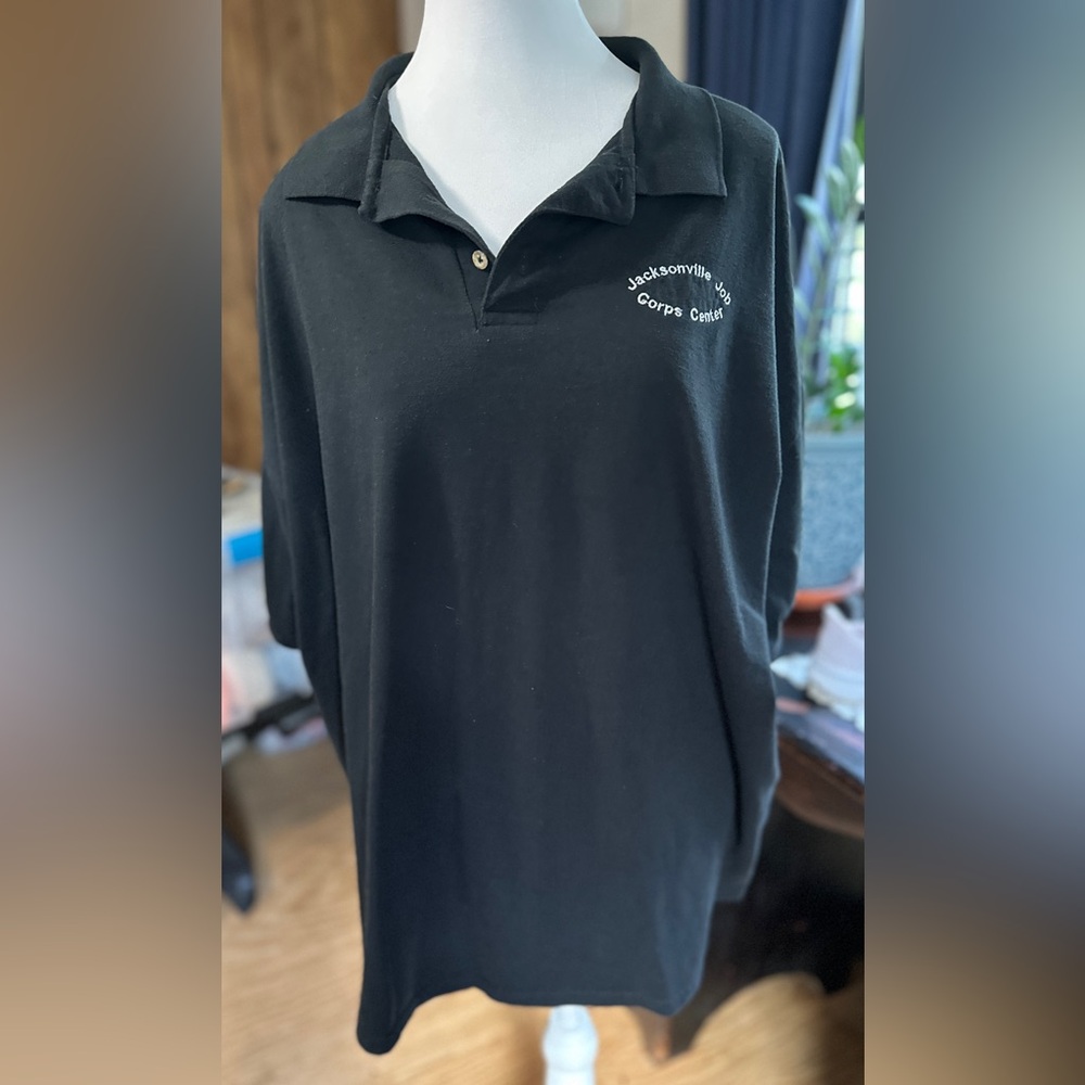 Jerzees Black Polo Shirt with Embroidered Logo, 2XL
